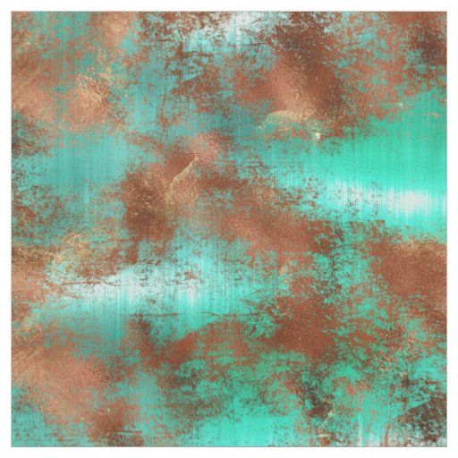 Chic Teal Copper Boho Fabric