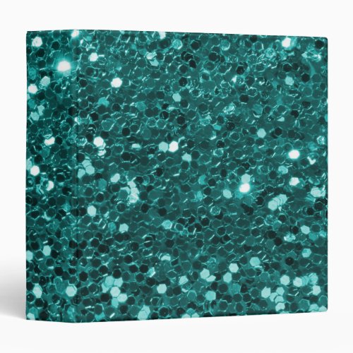 Chic Teal Faux Glitter 3 Ring Binder