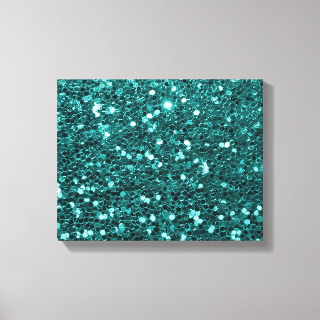Chic Teal Faux Glitter Canvas Print (Front)