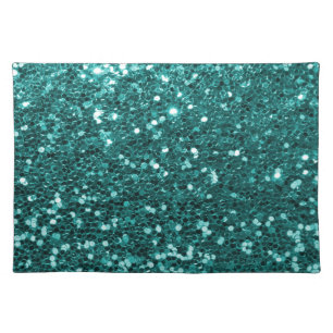 Chic Teal Faux Glitter Cloth Placemat