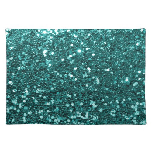Chic Teal Faux Glitter Cloth Placemat