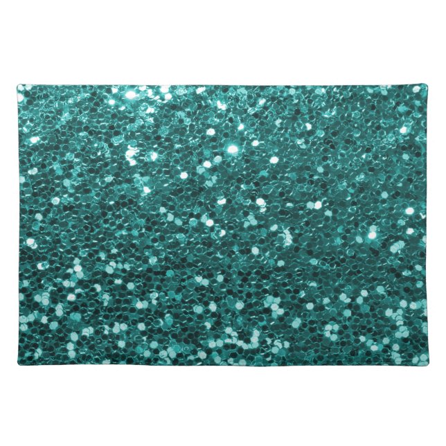 Chic Teal Faux Glitter Cloth Placemat (Front)