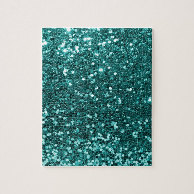 Chic Teal Faux Glitter Jigsaw Puzzle (Vertical)