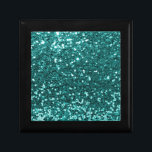 Chic Teal Faux Glitter Keepsake Box<br><div class="desc">Glamorous teal green large faux glitter.
PLEASE NOTE:  These are flat printed graphics - no raised parts</div>