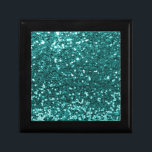 Chic Teal Faux Glitter Keepsake Box<br><div class="desc">Glamorous teal green large faux glitter.
PLEASE NOTE:  These are flat printed graphics - no raised parts</div>