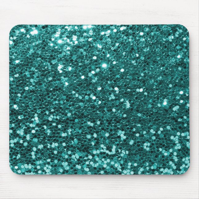 Chic Teal Faux Glitter Mouse Pad (Front)