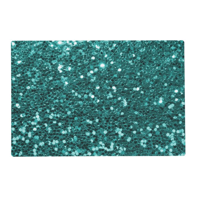 Chic Teal Faux Glitter Placemat (Front)
