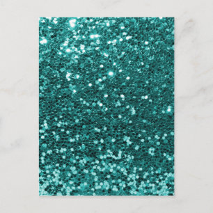 Chic Teal Faux Glitter Postcard