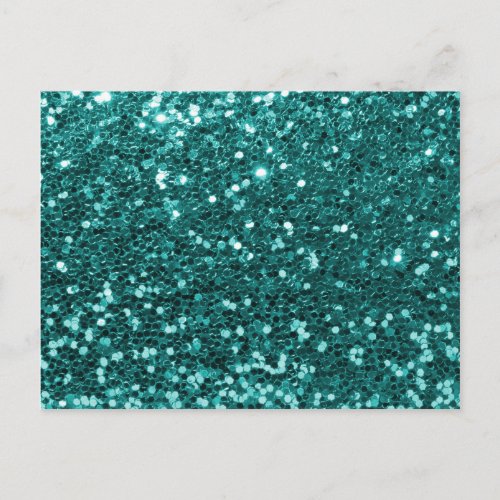 Chic Teal Faux Glitter Postcard