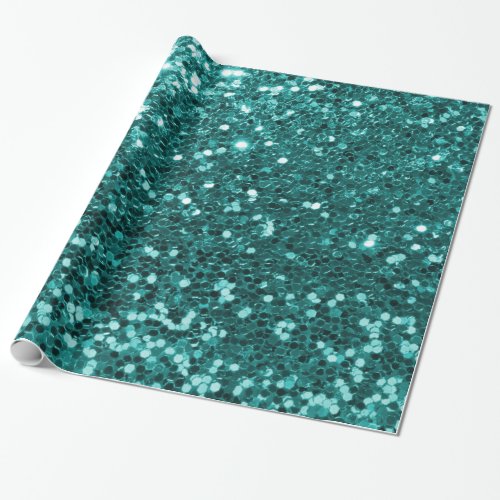 Chic Teal Faux Glitter Wrapping Paper