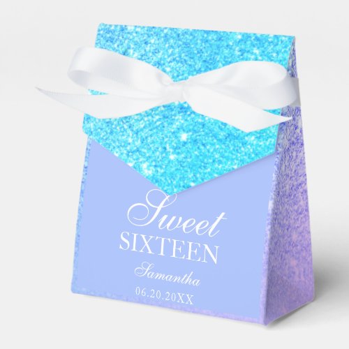 chic teal glitter purple ombre sparkles Sweet 16 Favor Boxes