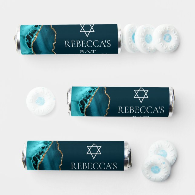 Chic Teal Gold Agate Bat Mitzvah Party Breath Savers® Mints (Assorted)
