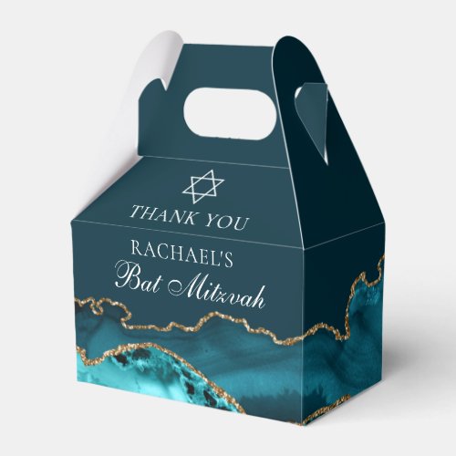 Chic Teal Gold Agate Bat Mitzvah Party