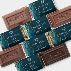 Chic Teal Gold Agate Bat Mitzvah Party Hershey's Miniatures