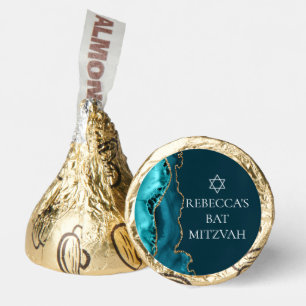 Chic Teal Gold Custom Bat Mitzvah Party Hershey®'s Kisses®