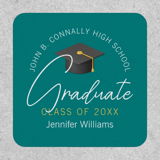 Chic Teal Graduate Commemorative Graduation Patch (Front)