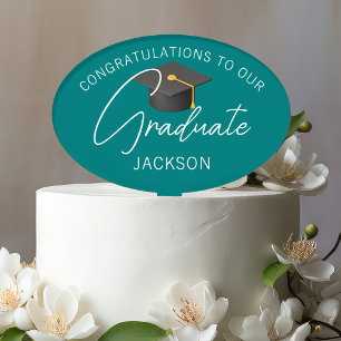 Chic Teal Graduate Custom Graduation Party Cake Topper