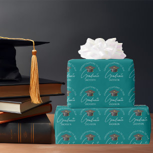 Chic Teal Graduate Personalized Graduation Wrapping Paper