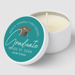 Chic Teal Graduation Party Customized Graduate Mini Candle Favors