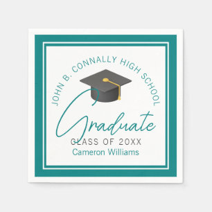 Chic Teal Graduation Party Personalized Graduate Napkins
