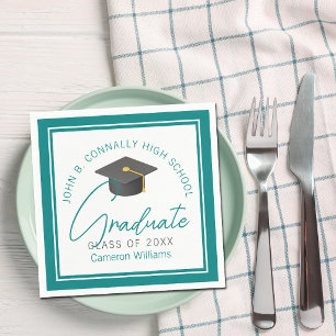 Chic Teal Graduation Party Personalized Graduate Napkins