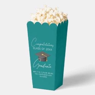 Chic Teal Graduation Party Popcorn Favor Boxes