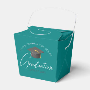 Chic Teal Modern 2025 Graduation Party Favor Boxes