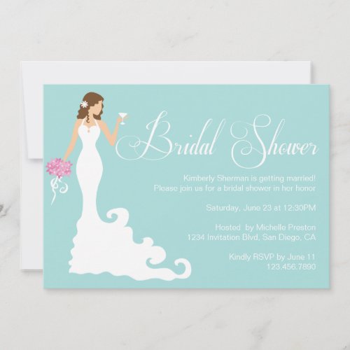 Chic Teal Modern Bride Posh Bridal Shower Invite 5" X 7" Invitation Card