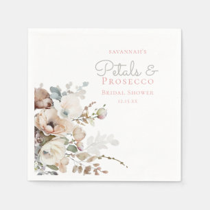 Chic Teal Petals and Prosecco Floral Bridal Shower Napkins