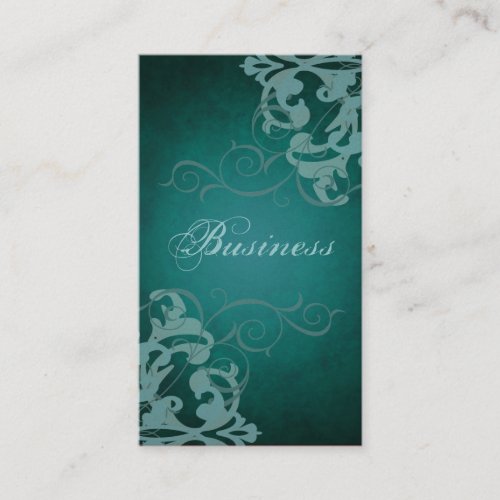 Chic Teal Scroll Teal Business Card