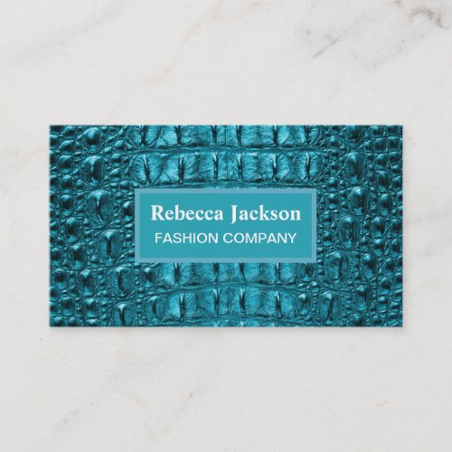 chic teal turquoise alligator print aqua blue business card