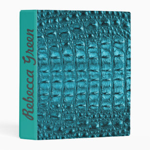 chic teal turquoise alligator print aqua blue mini binder