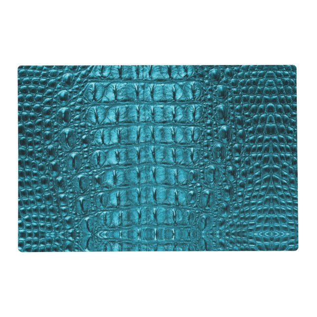 chic teal turquoise alligator print aqua blue placemat (Front)