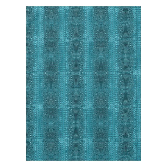 chic teal turquoise alligator print aqua blue tablecloth (Front)