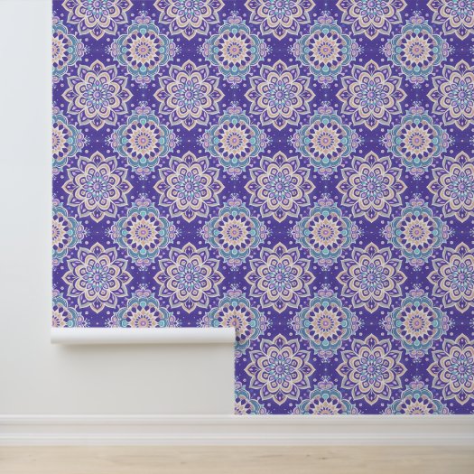 Chic Teal White Brown Purple Mandala Peel & Stick
