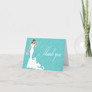 Chic Teal Wine Modern Bride Thank You by InvitationBlvd at Zazzle