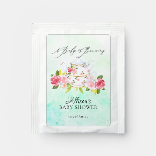 Chic Teapot Floral Baby Shower Tea Bag Drink Mix