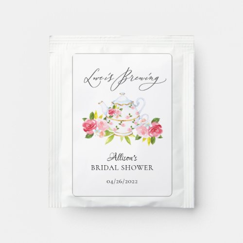 Chic Teapot Floral Bridal Shower Tea Bag Drink Mix