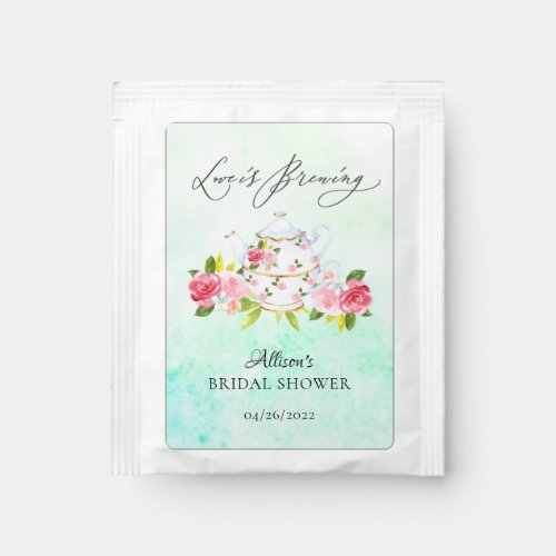 Chic Teapot Floral Bridal Shower Tea Bag Drink Mix