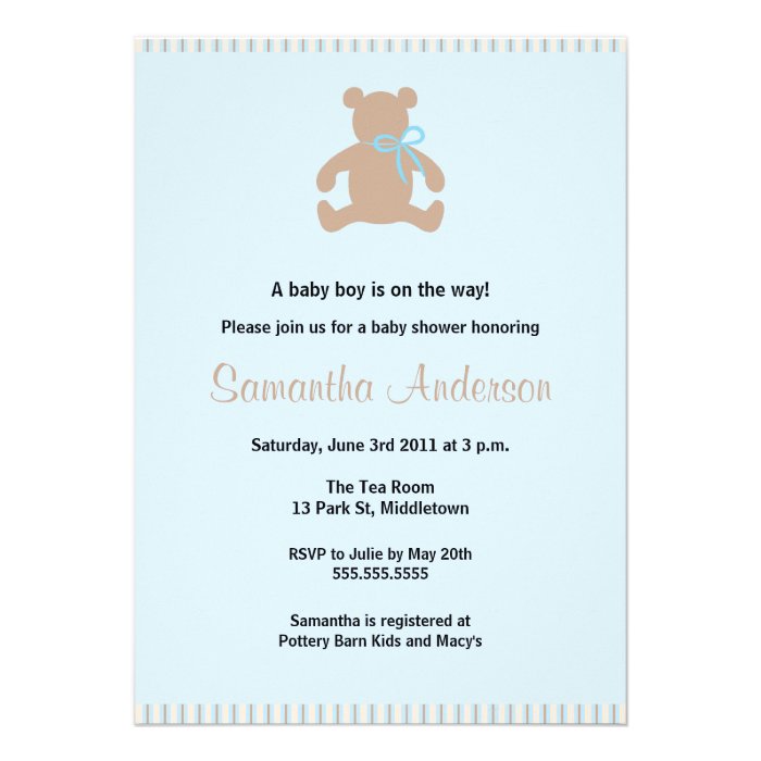 Chic Teddy Bear Baby Shower Invitation   Boy