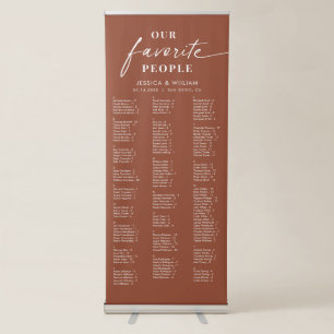Chic Terracotta Alphabetical Wedding Seating Chart Retractable Banner