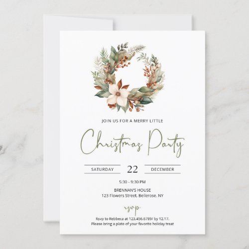 Chic terracotta and sage Holiday party Invitation