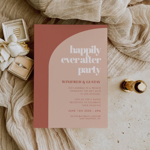 Chic terracotta arch Happily ever after party Invitation