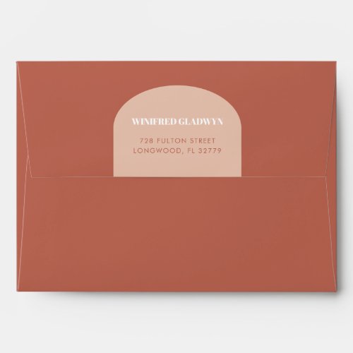 Chic terracotta arch wedding envelope