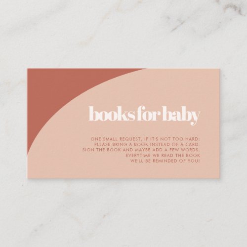 Chic terracotta baby shower Books for Baby Enclosure Card
