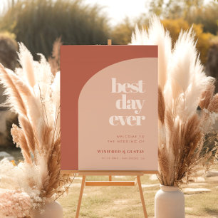 Chic terracotta Best Day Ever Wedding Welcome Foam Board