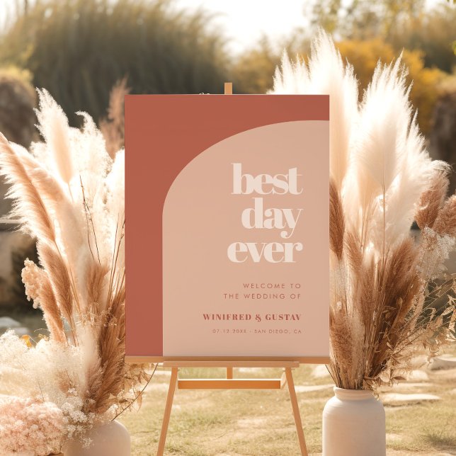 Chic terracotta Best Day Ever Wedding Welcome Foam Board (Creator Uploaded)