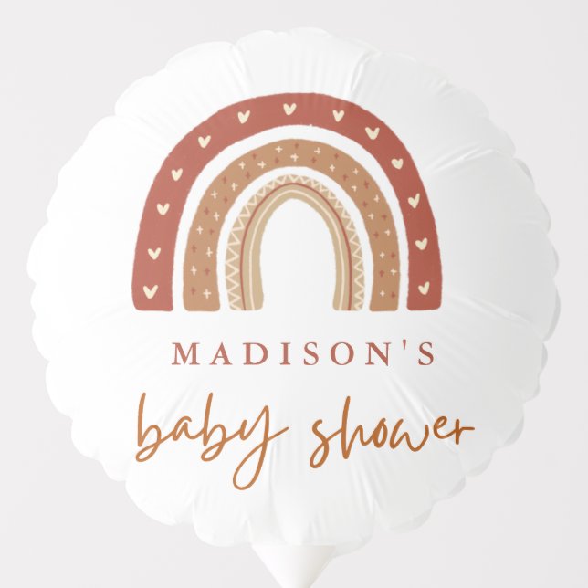 Chic Terracotta Boho Rainbow Baby Shower Balloon (Front)