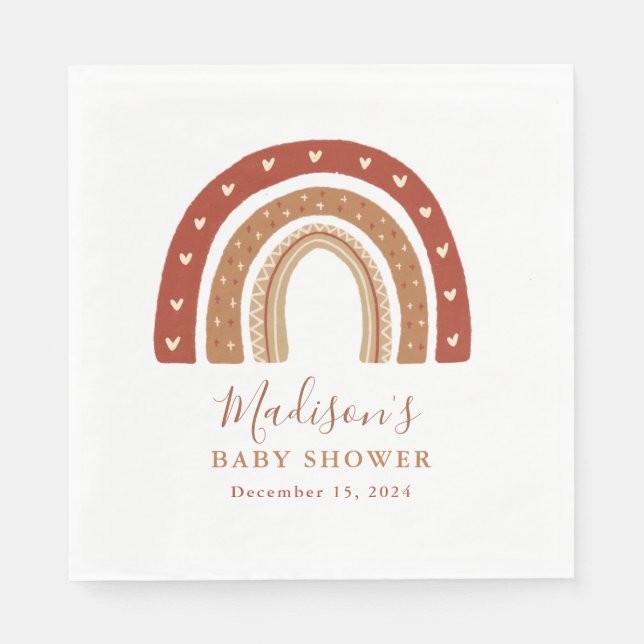 Chic Terracotta Boho Rainbow Baby Shower Napkins (Front)