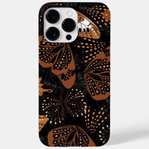 Chic Terracotta Brown and Black Butterfly Pattern Case-Mate iPhone 14 Pro Max Case